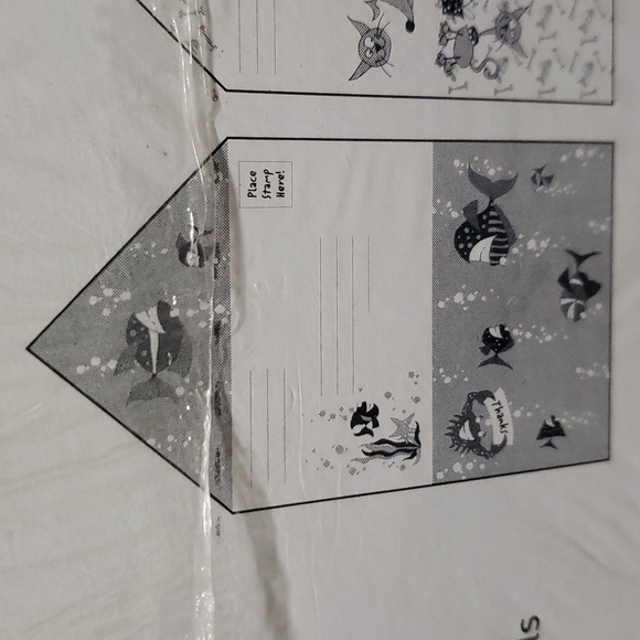 SALLY Foster Thank You Notes 12 Self Mailing Notecards Sticker Sheet  Seals Fish - Picture 3 of 8